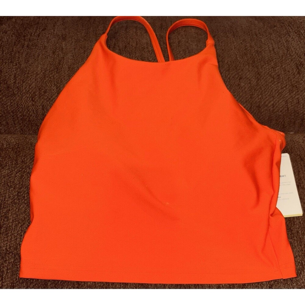 Old Navy Coral Orange Powersoft Crop Top W/ Built In Bra Medium